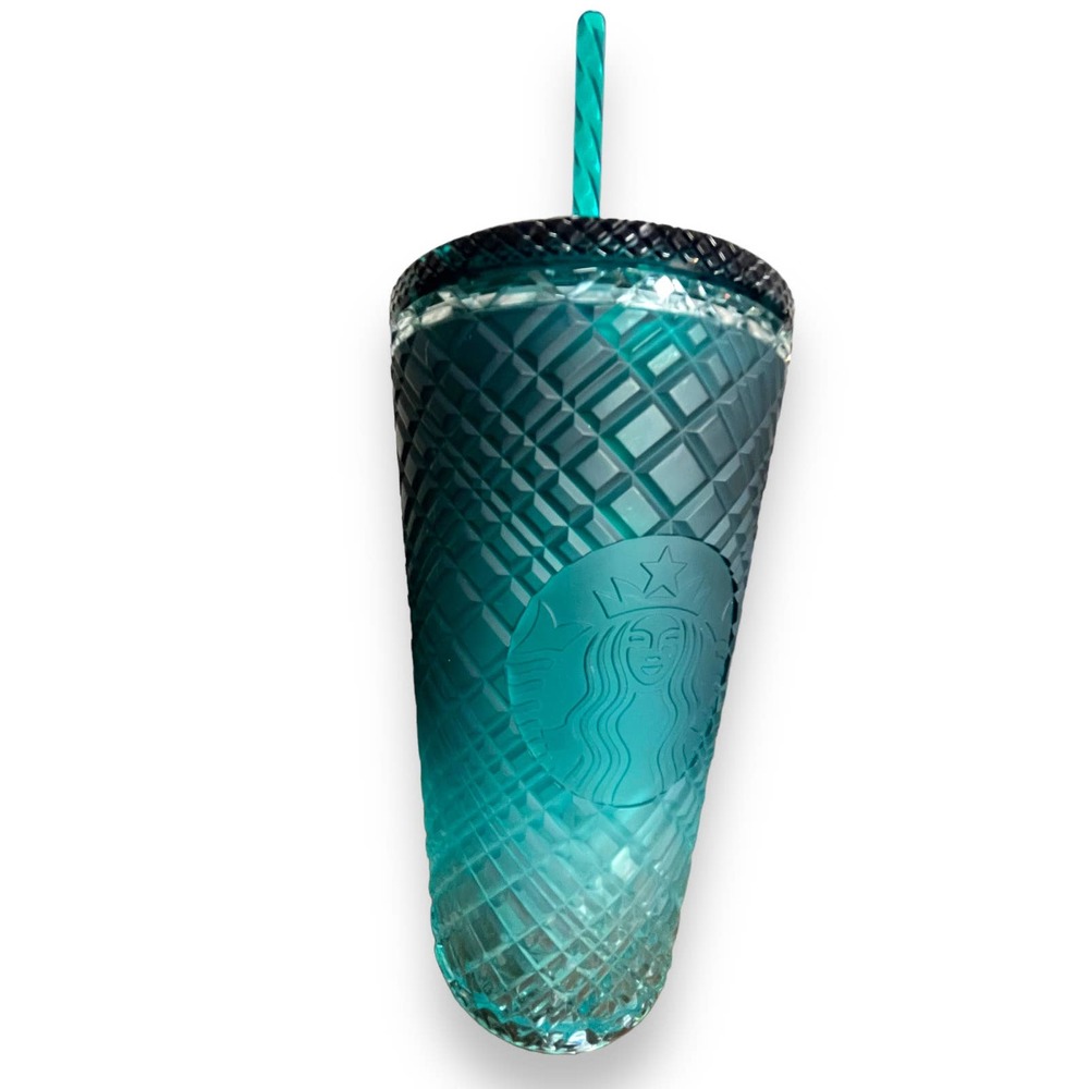 Starbucks 2023 Winter Blue Studded & Green Jeweled Ombre 16 oz Cold Cup Tumbler - Picture 13 of 14